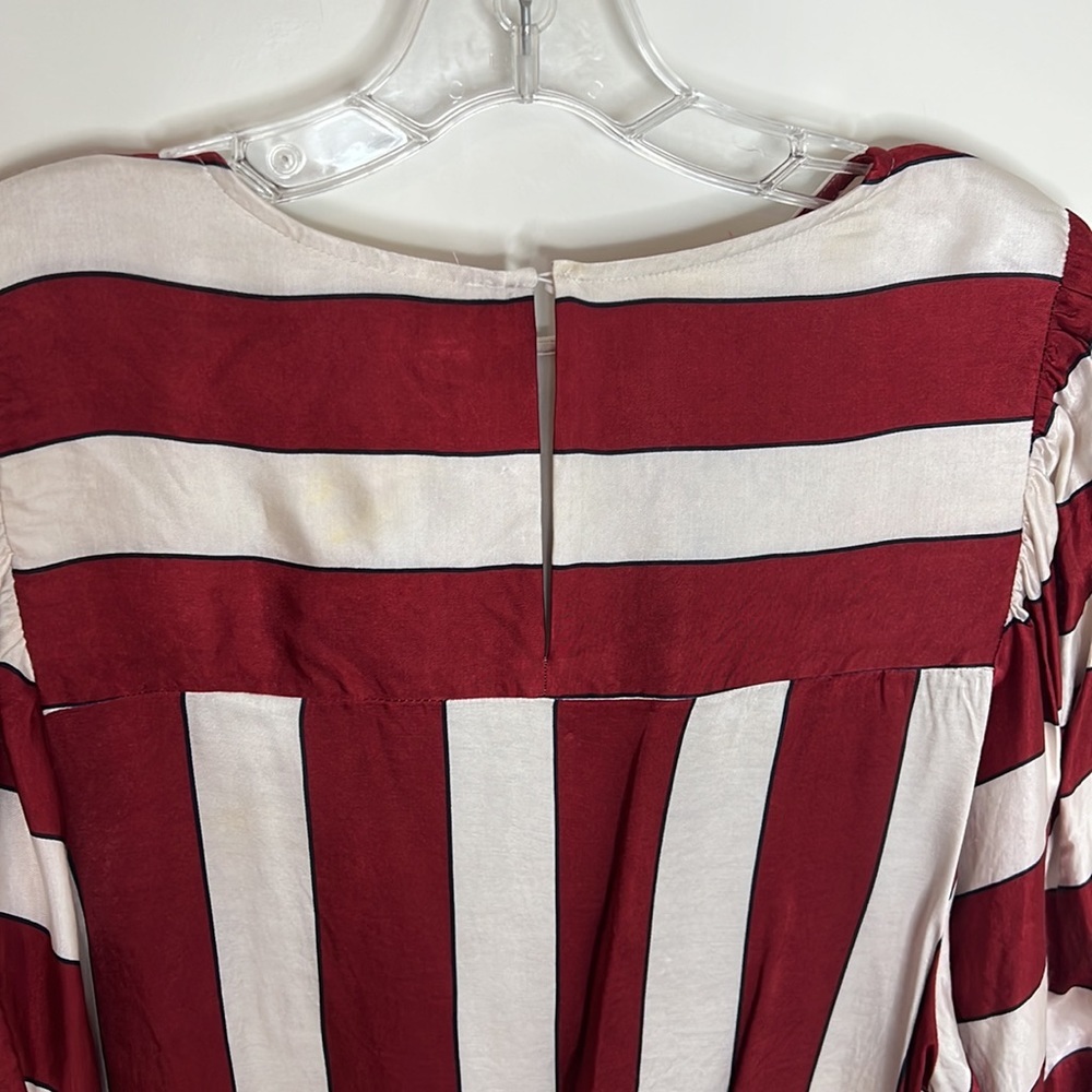 🛍️Red White Stripe Anthropologie Maeve 3/4 sleeve blouse sz 12 - Picture 6 of 7